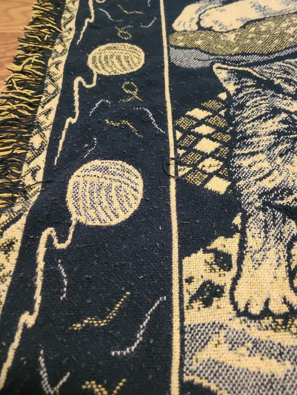 Cat Pattern Accent Throw Pillow Cover - Navy and Cream